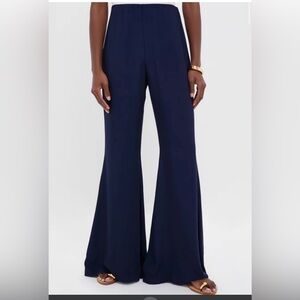 NWT Tuckernuck Navy Viscose Charmeuse Moore Wide Leg Pant Sz L